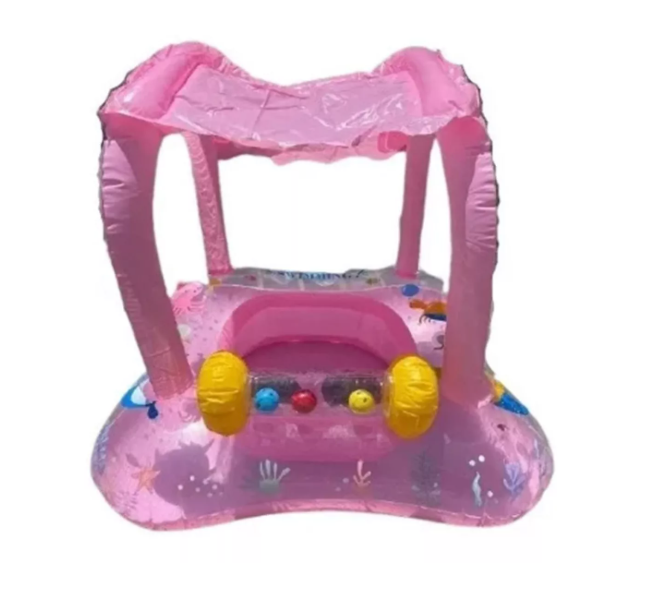 Flotador Inflable Con Techo Bebés ROSA