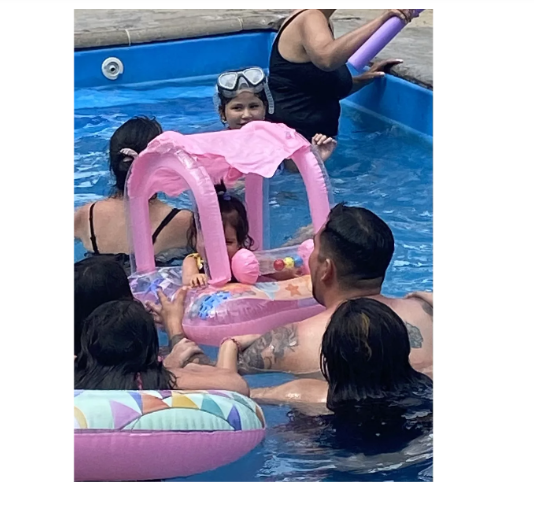 Flotador Inflable Con Techo Bebés ROSA