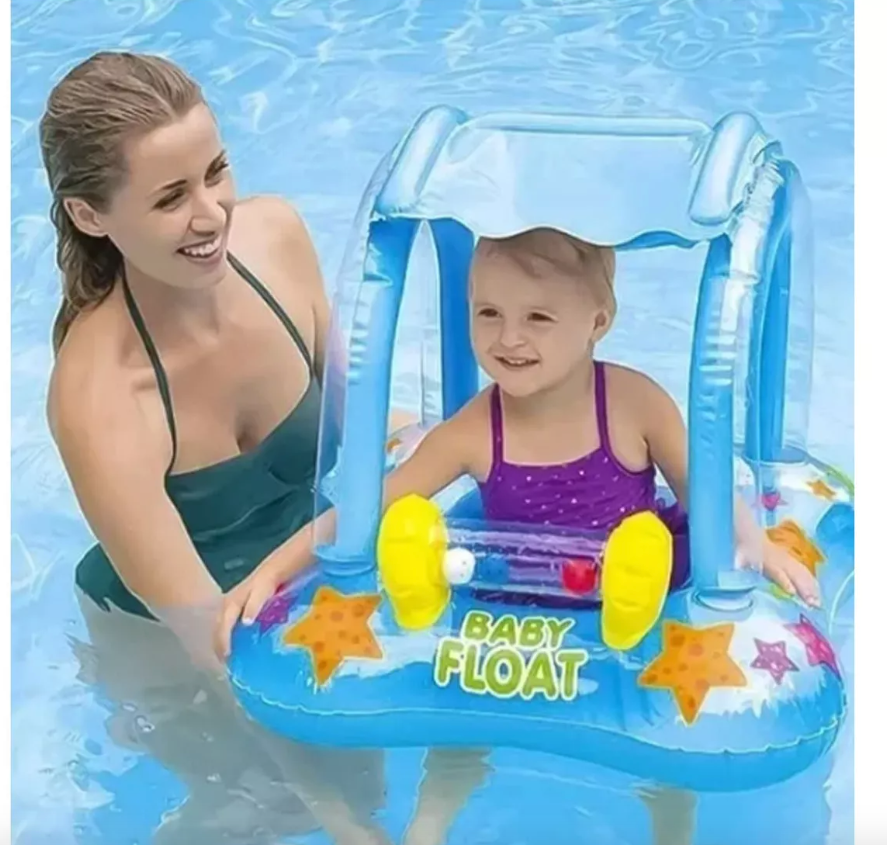 Flotador Inflable Con Techo Bebés ROSA